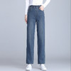 2026新款春季窄版阔腿牛仔裤女士大码胖mm弹力松紧腰宽松直筒裤子 商品缩略图4