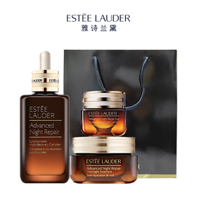 【礼盒礼袋】雅诗兰黛三件套 小棕瓶精华100ml+雅诗兰黛小棕瓶眼霜15ml+雅诗兰黛大棕罐面霜65ml