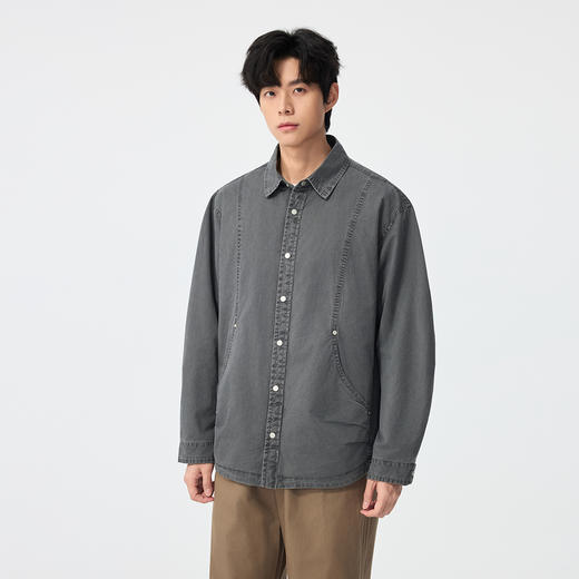 gxgjeans男装【棉100%】男士翻领夹克2026春款按扣时尚百搭衬衫外套男K&C 商品图5