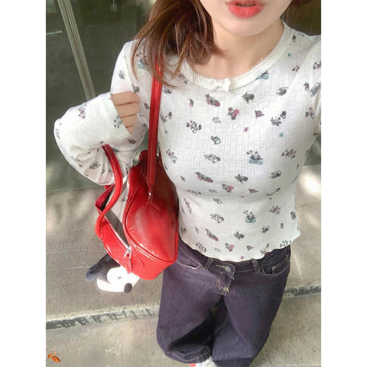 <曾小咸推荐>4.3现货秒杀 ！微信超特价！韩系碎花长袖t恤 日常119.99 立减60 秒杀59.99！！ 商品图3