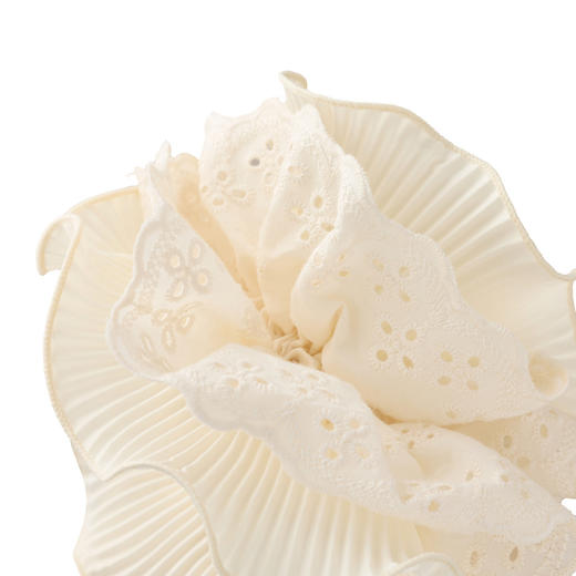 三彩2026新款白色褶皱双层蕾丝发圈荷叶边发绳约会下午茶法式温柔 商品图4