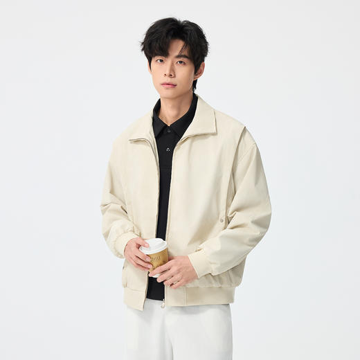 gxgjeans男装【PU】男士翻领夹克26春款纯色时尚潮流百搭宽松青少年外套K&C 商品图1