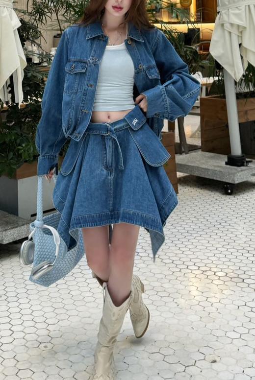 女款不规则牛仔半裙 可配套装la014 商品图3