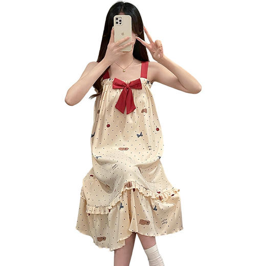 2026年短袖睡裙女夏季薄款棉质带胸垫家居服防凸点可外穿套装新款新品 商品图4