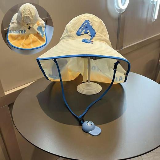 春夏季儿童薄款大帽檐空顶披肩遮阳帽男女宝宝太阳帽护脖防晒帽子可收纳2-9岁 商品图3