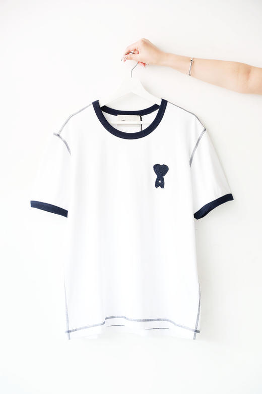 字母tee合集，三个款一起。复古宽松设计撞色衍缝情侣t恤E040258 商品图4