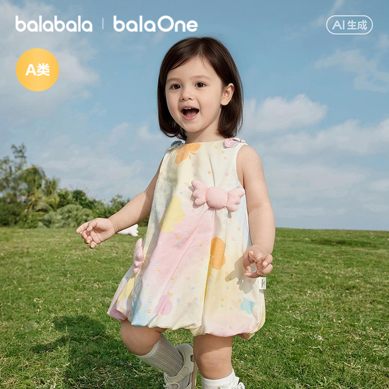 【balaOne】巴拉巴拉宝宝连衣裙婴儿公主裙2026新款甜美时尚洋气