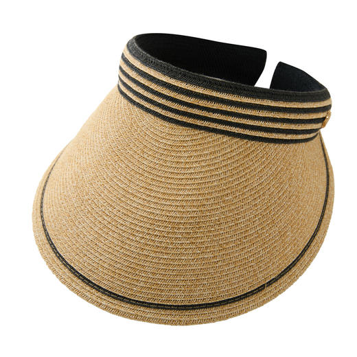 三彩2026新款空顶大帽檐遮阳帽沙滩海边出游夏编织条纹帽子鸭舌女 商品图3