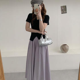 【89元/整套|韩系仙女套装】收腰木耳上衣+飘逸仙女裙裤，温柔显瘦