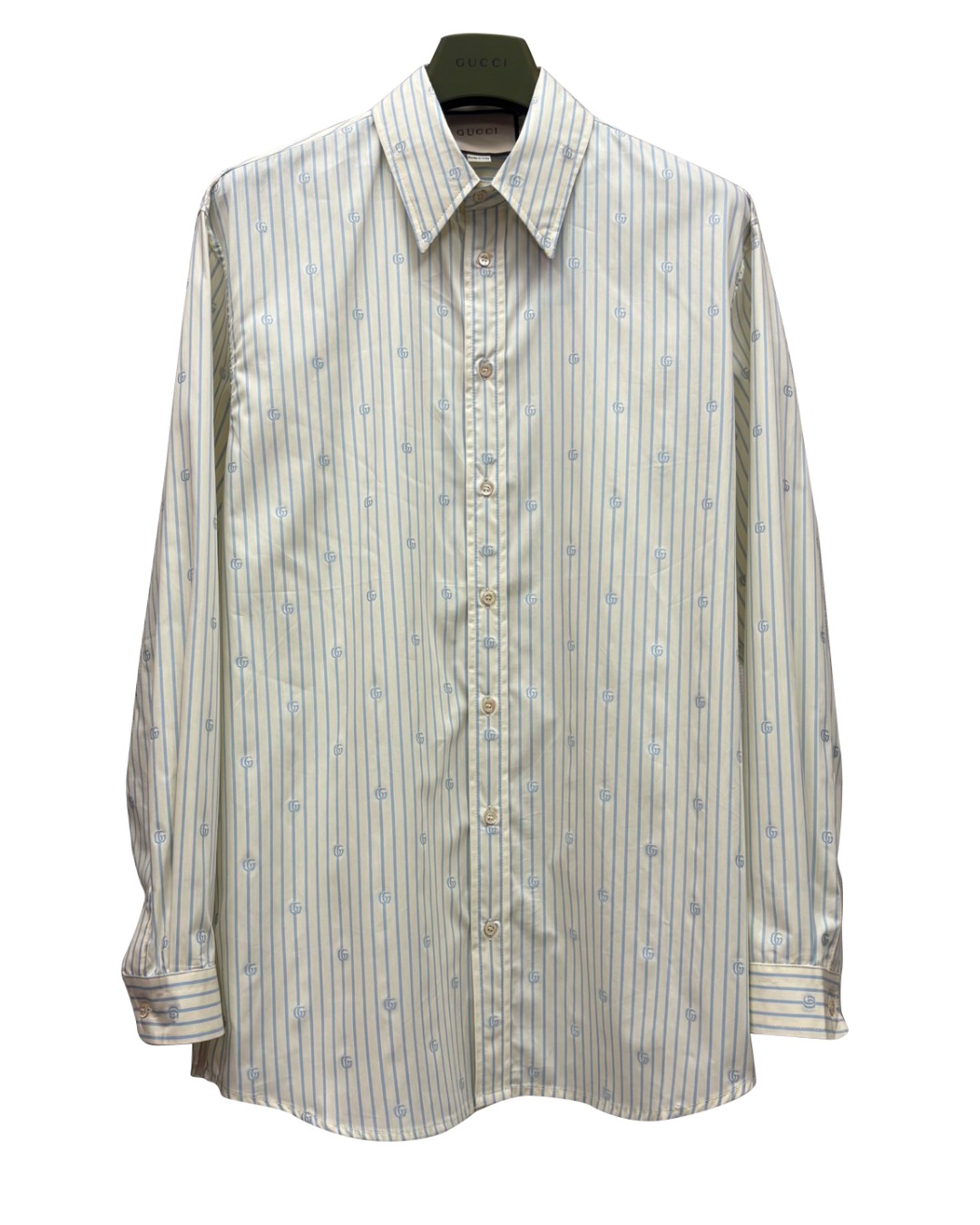 中性款条纹刺绣长袖衬衫zh012