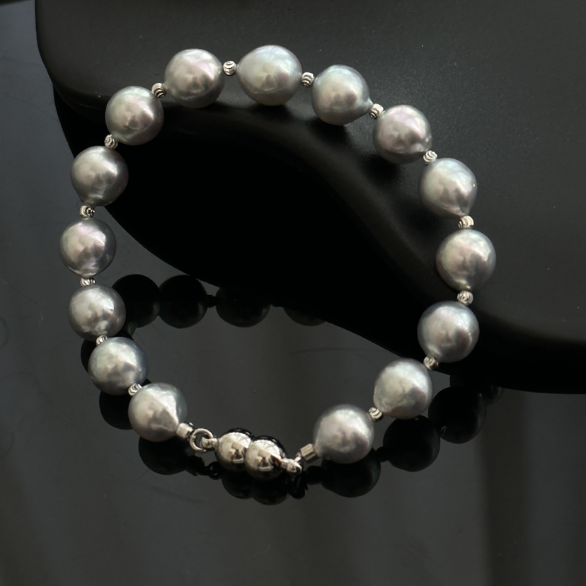 真多麻色隔珠手链 8-8.5mm 海水巴洛克