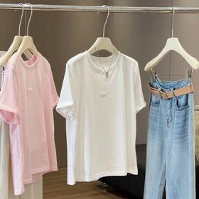 【短袖t恤女夏季】重工烫钻新款 设计感洋气圆领宽松气质休闲上衣 