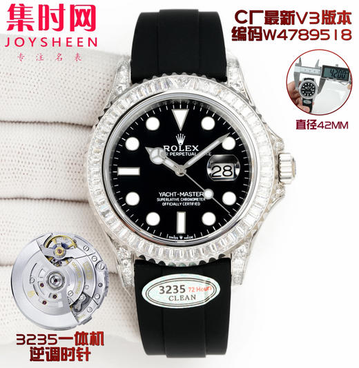 劳力士 ROLEX 游艇名仕系列 钻圈银游艇 白金游艇 T型冰糖钻糖果钻 珠宝级镶嵌钻石工艺 表径42mm 彩虹游艇 男士腕表 商品图0