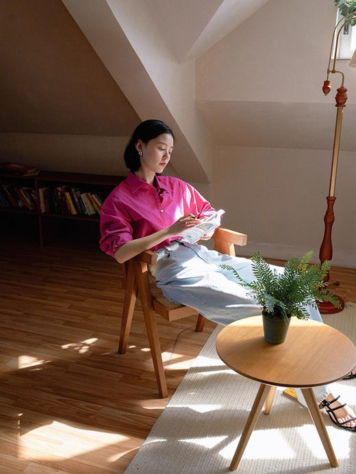 直接白三个度人间富贵粉纯棉衬衫 商品图4