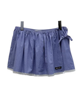 女款格纹压褶系带短裙 可配套装la017