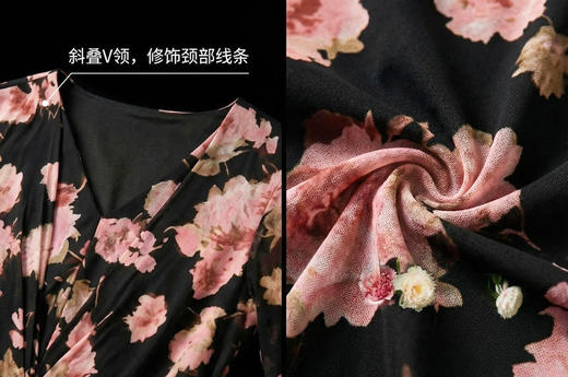 ‘’《花间集》～秋海棠”主题款水红色、棠梨褐连衣裙HJ3S52 商品图12