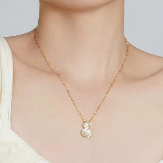 三彩2026新款国风贝壳葫芦吊坠项链轻奢锆石福禄小众立体高级吉祥 商品图3