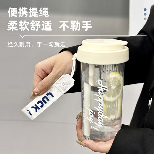 简约高颜值大容量泡茶塑料杯男女生户外便携提手吸管杯耐高温水杯 商品图3