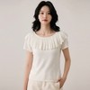 暮色剪影~法式荷叶边天丝亚麻一字肩针织短袖女短款显瘦百搭针织背心 商品缩略图3