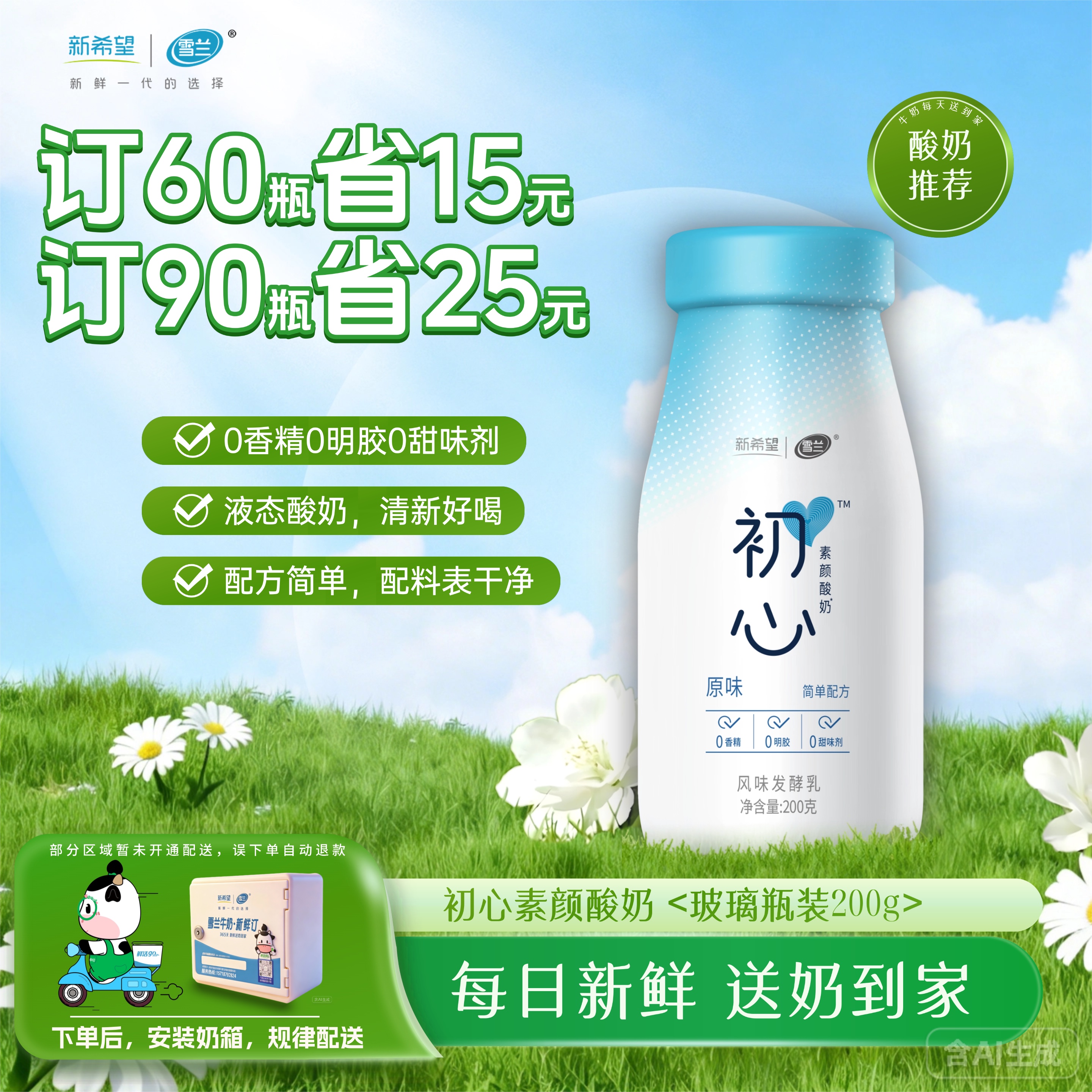 初心酸奶 | 玻璃瓶200g  订奶每日送奶上门