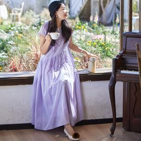 【林栖设计小店】手工系带|温柔花边百搭多色婴儿棉2026夏新款绣花连衣裙