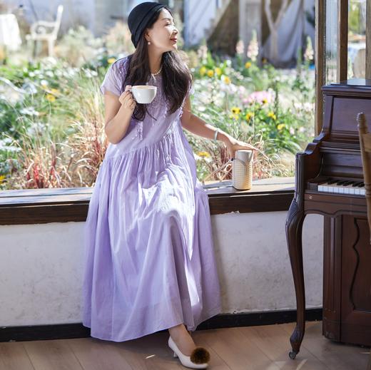 【林栖设计小店】手工系带|温柔花边百搭多色婴儿棉2026夏新款绣花连衣裙 商品图0