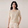 浅茶雅韵～莱赛尔圆领镂空针织衫女轻奢高级感法式宽松中袖上衣 商品缩略图2