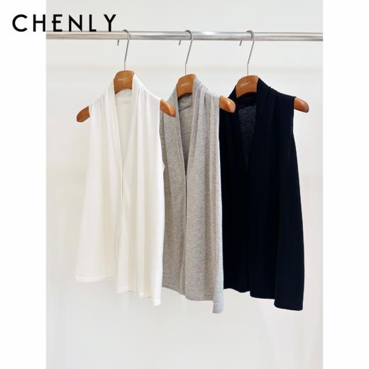 尘衣｜26SS无袖V领真丝羊绒开衫 商品图0