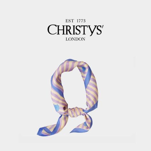 【新品】Christys'百年皇室品牌 100%桑蚕丝巾波点条纹小方巾 商品图5