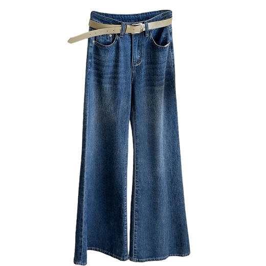 【复古高腰不贴腿微喇牛仔裤】春夏26新款 水洗柔软显瘦直筒喇叭裤  商品图1