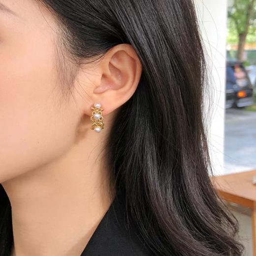 多珠花苞耳圈 4mm珍珠 温柔包裹耳垂 甜美仙气 [发：67] 商品图1