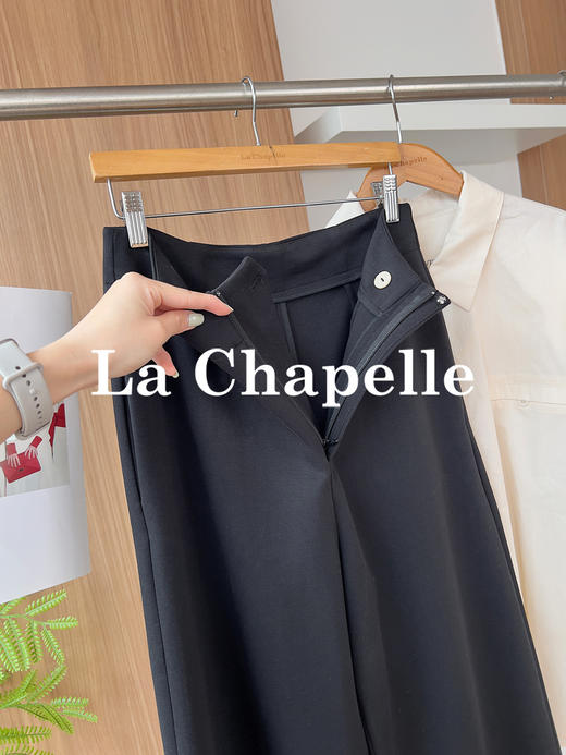 专柜实拍【版正高品质！】拉夏贝尔/La Chapelle棉质柔软筋骨感~纯色暗扣直筒休闲裤时尚显瘦长裤女 商品图3