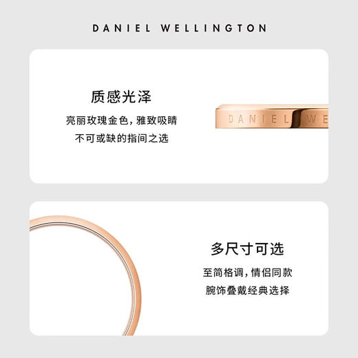 7315030002027 丹尼尔惠灵顿DANIEL WELLINGTON DW经典素圈系列情侣同款单只戒指食指戒时尚首饰对戒尾戒送礼【玫瑰金色-66】 商品图2