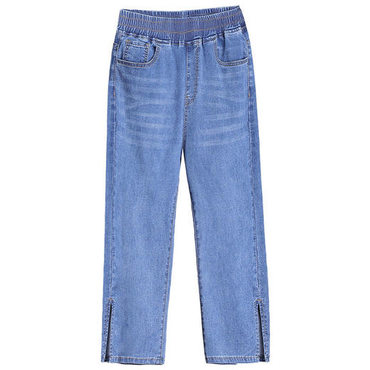 大码七分牛仔裤女夏季2025年新款中年妈妈松紧腰休闲冰丝直筒裤子 商品图4