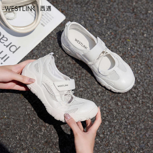 西遇运动玛丽珍鞋女2026新款夏季魔术贴爆款德训鞋透气镂空休闲鞋V0566341 商品图4