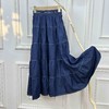 复古丹宁蓝~高腰宽松显瘦压褶中长蛋糕半身裙女薄款牛仔裙 商品缩略图3