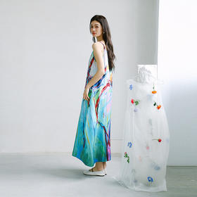 绽放184朵/「逍遥游-1」吊带裙*zijun联名系列真丝印花连衣裙女夏