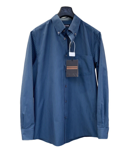 男款条纹刺绣长袖衬衫la 商品图0