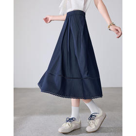 【百图lulu定制】【假日裙】裙身镂空 下摆蕾丝  流动感 A字半裙