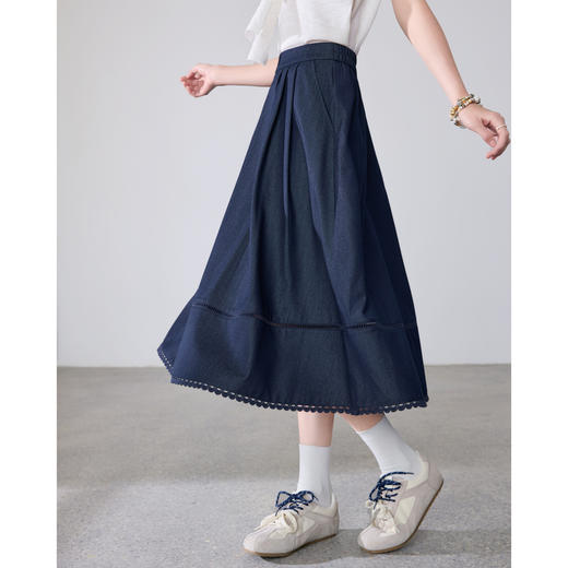 【百图lulu定制】【假日裙】裙身镂空 下摆蕾丝  流动感 A字半裙 商品图0