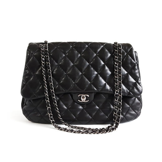 【95新】CHANEL香奈儿大号黑银羊皮机场包CF链条包单肩包中性款300326NJS07 商品图0