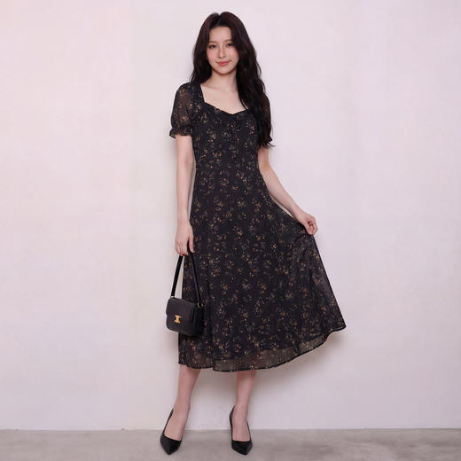 奢姿大码女装2026夏装碎花方领连衣裙泡泡袖胖妹妹减龄法式长裙9962832256 商品图3