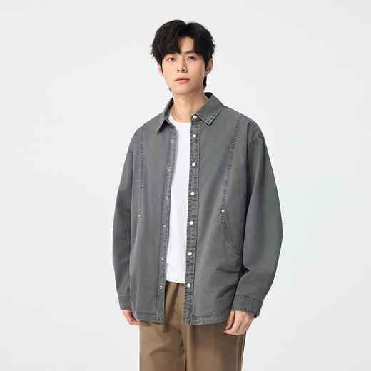gxgjeans男装【棉100%】男士翻领夹克2026春款按扣时尚百搭衬衫外套男K&C 商品图4