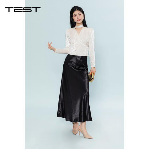 夏上新V领收腰泡泡袖设计感小众气质通勤小衫1262011 商品图2