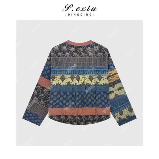 A008潘依绣丁丁宠粉100%棉小众设计波西米亚风圆领长袖夹棉外套M9180 商品图1
