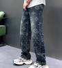 F040203春秋季新款休闲时尚百搭直筒满印提花款男士牛仔裤长裤 商品缩略图4