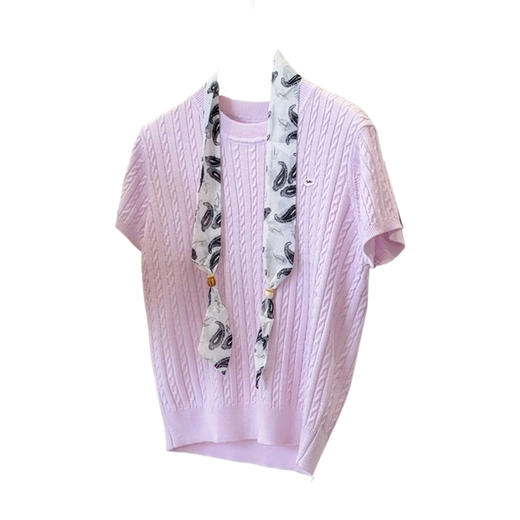 【时尚气质麻花短袖针织衫】夏季新款 洋气圆领气质百搭 收腰显瘦上衣  商品图4