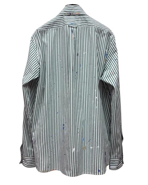 中性款条纹泼墨长袖衬衫lv 商品图1