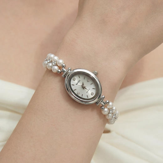 【时尚与优雅并存】Manrey玛芮雅“时空信笺”复古淡水珍珠腕表|淡水珍珠，铜镀金 商品图3