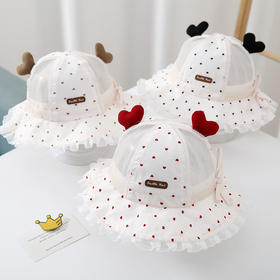 婴儿帽子夏季透气网眼小月龄遮阳太阳帽甜美防晒盆帽女宝宝渔夫帽